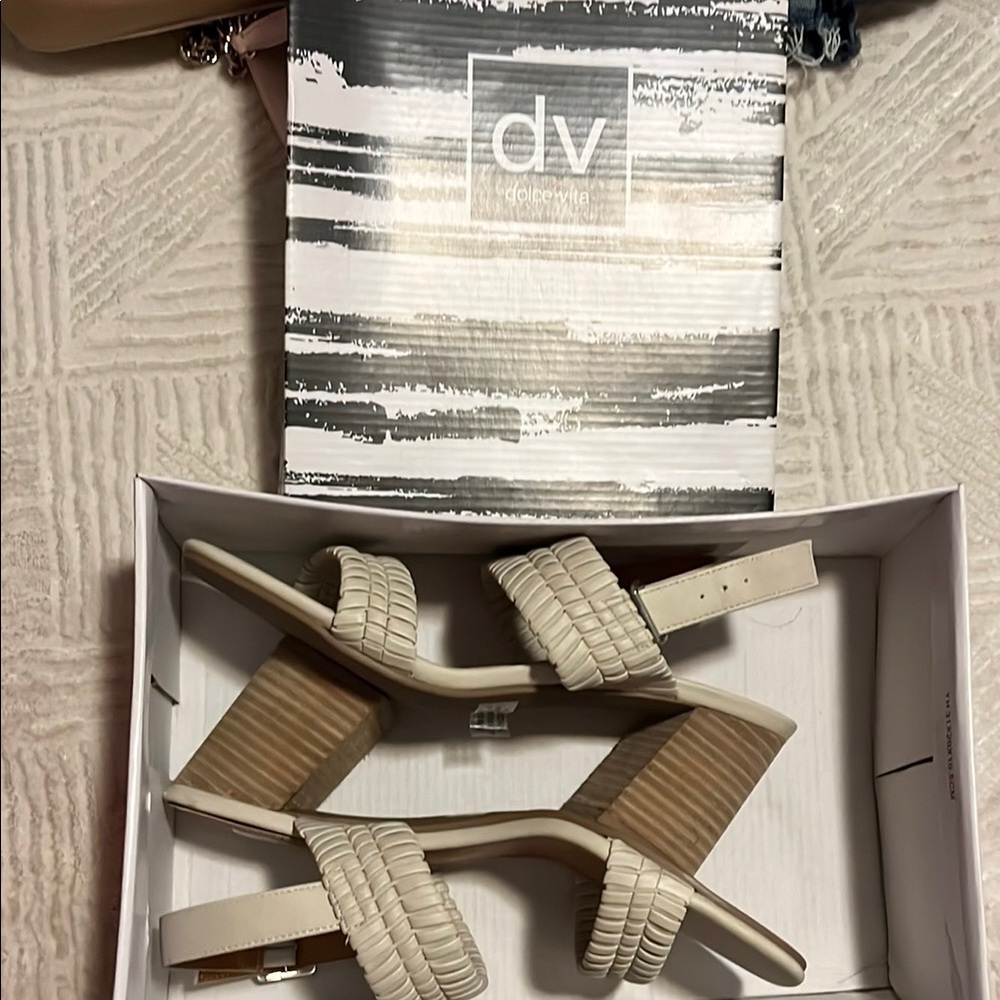 DV by Dolce Vita Cream Heels with Woven Texture